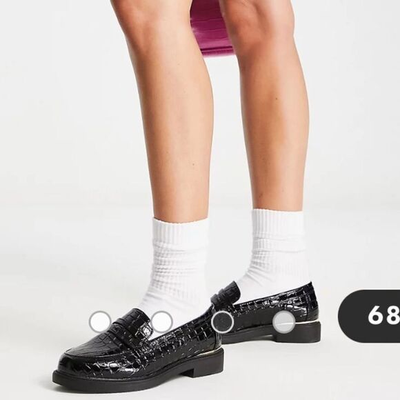 schuh‎ Wide Fit Lenzo loafers in black croc Size - Picture 3 of 10